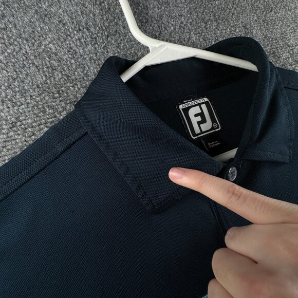 Footjoy FJ Golf Polo Shirt Men XL Athletic Fit Blue Stripe Performance Stretch - Picture 9 of 15